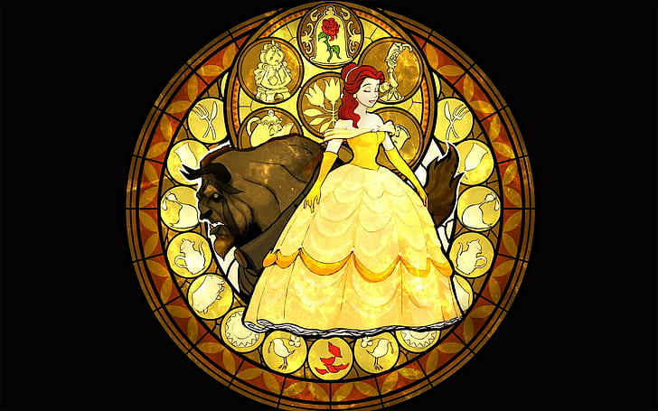 Beauty and the Beast, lumiere, disney, belle, chip, beauty-and-the-beast, cartoon, beast, cogsworth, walt-disney, HD wallpaper