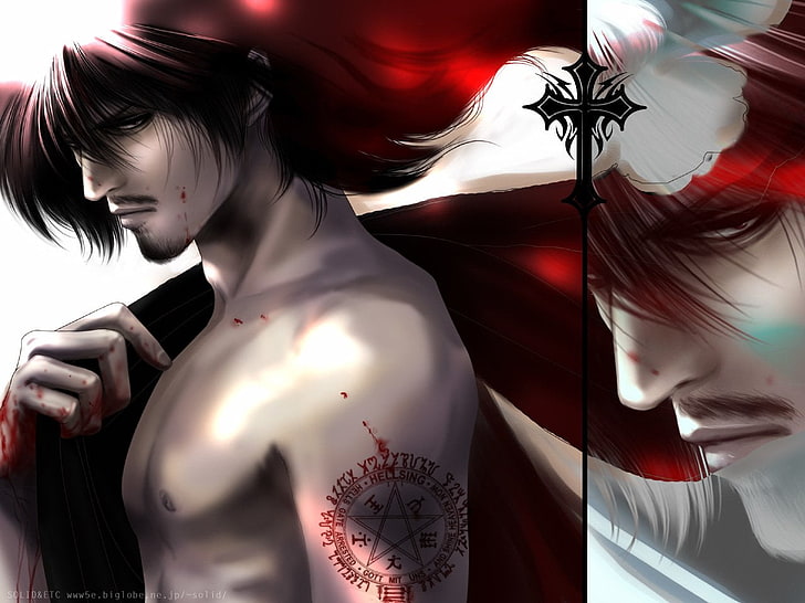 male anime character collage, Anime, Hellsing, Alucard (Hellsing), HD wallpaper