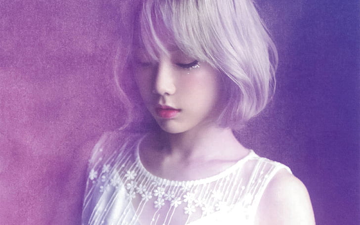taeyeon, kpop, girl, asian, purple, HD wallpaper