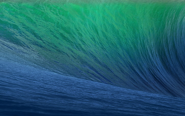 MAC OS X Mavericks HD Desktop Wallpaper 01, green and blue tidal wave wallpaper, HD wallpaper