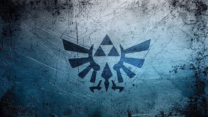 Zelda tri-force logo wallpaper, The Legend of Zelda, Triforce, minimalism, video games, texture, textured, hylian crest, HD wallpaper
