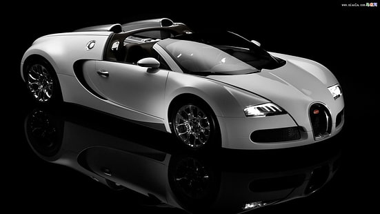 белый Bugatti, спортивное купе, автомобиль, Bugatti Veyron, автомобиль, отражение, HD обои HD wallpaper
