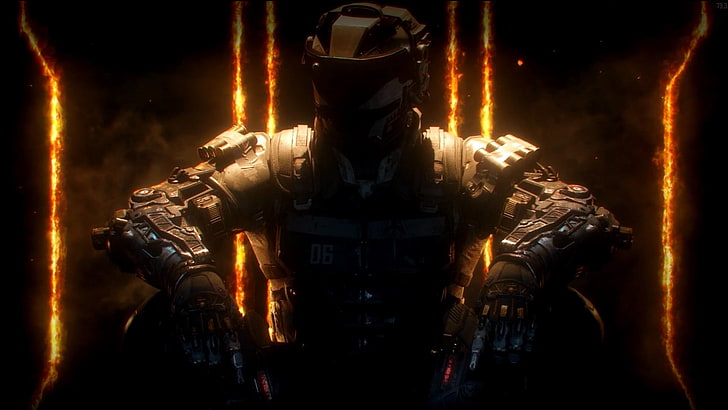 Schwarzer Roboter digitale Tapete, Call of Duty: Black Ops III, Pistole, Pistole, futuristische Rüstung, Call of Duty, HD-Hintergrundbild