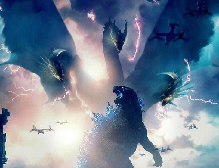 Film, Godzilla: Canavarların Kralı, Godzilla, Kral Ghidorah, HD masaüstü duvar kağıdı