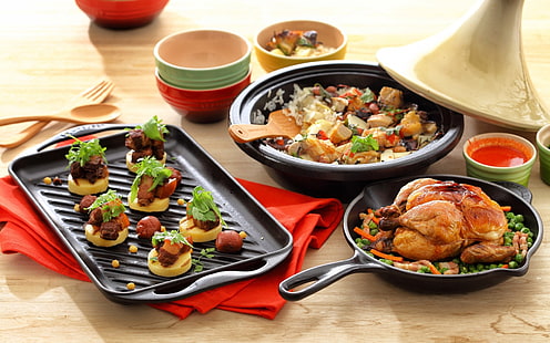 жареная курица с овощами, курицей, мясом, жареная, блюда, HD обои HD wallpaper