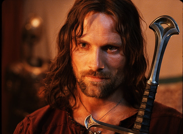 Herr der Ringe Charakter digitale Tapete, Der Herr der Ringe, Aragorn, Viggo Mortensen, Anduril, HD-Hintergrundbild
