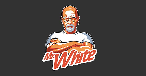 Лого на Mr. White, минимализъм, хумор, изкуство, Breaking Bad, Bryan Cranston, Heisenberg, Parody, Walter White, Mr., HD тапет HD wallpaper