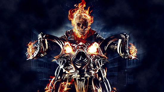 ghost rider, movies, fire, bikes, HD wallpaper HD wallpaper