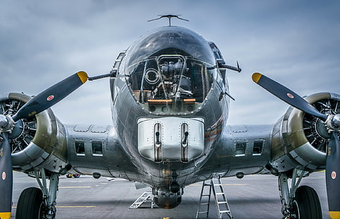 машина, Боинг B-17 Flying Fortress, самолеты, военные, HD обои HD wallpaper