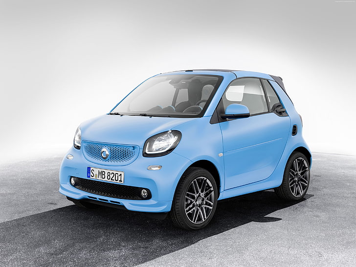 Edición BRABUS, Smart Fortwo cabrio, Salón del Automóvil de Ginebra 2016, azul, Fondo de pantalla HD