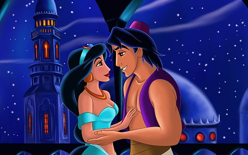 Aladdin Together Forever, fondo de pantalla de jazmín y alladín, walt disney, pareja, amor, fondo, Fondo de pantalla HD HD wallpaper