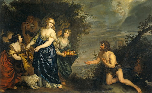 óleo, cuadro, lienzo, mitología, Odiseo y Nausicaa, Joachim von Sandrart, Fondo de pantalla HD HD wallpaper
