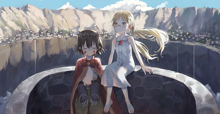 personnages d'anime féminins aux cheveux jaunes et noirs, Made in Abyss, Regu (Made in Abyss), Riko (Made in Abyss), Fond d'écran HD