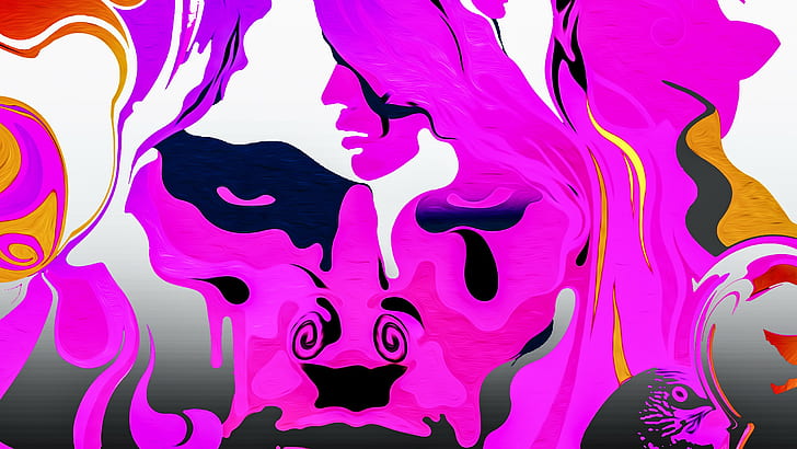surealis, LSD, narkoba, karya seni, pink, wajah, psikedelik, Wallpaper HD