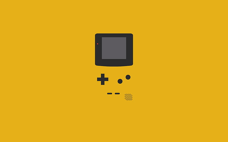 Ilustración amarilla de Nintendo Color, GameBoy, minimalismo, amarillo, videojuegos, fondo amarillo, Fondo de pantalla HD