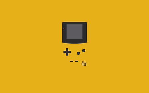 yellow Nintendo Color illustration, GameBoy, minimalism, yellow, video games, yellow background, HD wallpaper HD wallpaper