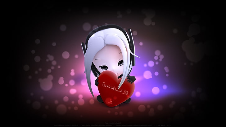 Herz, weißes Haar, originelle Charaktere, HD-Hintergrundbild