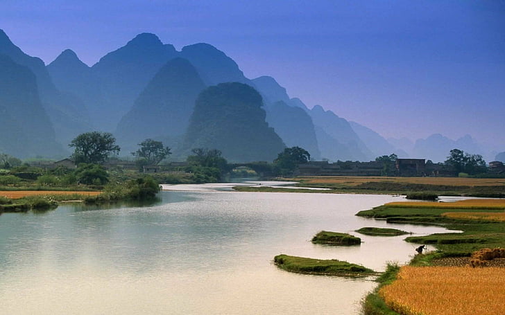 Mountains, Nan Mountains, China, Guanxi Zhuang, Li River, Mountain, Nanling Mountains, HD wallpaper
