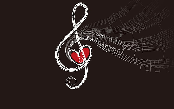 Musical Note of Love, g clef illlustration, background, HD wallpaper