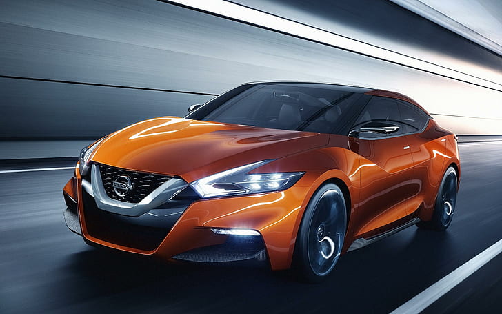 2014 Nissan Sport Sedan Concept, orange nissan coupe, concept, sedan, sport, nissan, 2014, cars, HD wallpaper