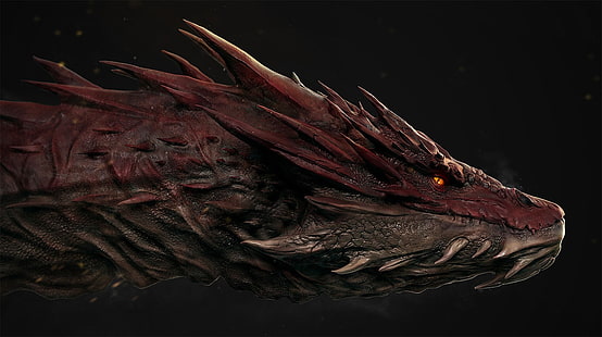 красная и серая голова дракона цифровые обои, 3D, дракон, Smaug, HD обои HD wallpaper