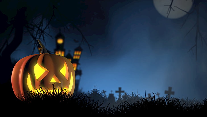 halloween, pumpkin, spooky, face, autumn, HD wallpaper
