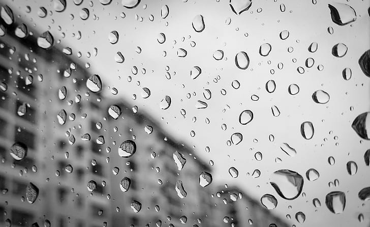фотография капель воды, фотография, вода, капли, черный и белый, Butterworth, BandW, W, 单色, 雨天, монохромный, капля, дождь, мокрый, капли дождя, фоны, жидкость, природа, погода, абстрактный, крупный план, конденсация, HD обои