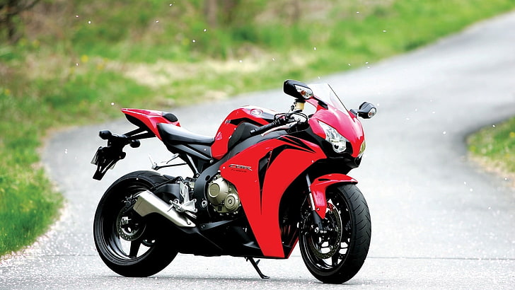 czerwony motocykl sportowy, motocykl, Honda, Honda CBR, Tapety HD