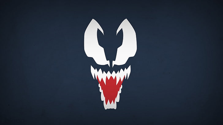 Venom illustration, Marvel Comics, Venom, Spider-Man, villain, minimalism, Blo0p, simple background, blue background, HD wallpaper