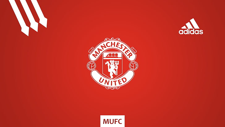 Manchester United, Manchester, Fotboll, logotyp, enkel bakgrund, röd djävul, Adidas, HD tapet
