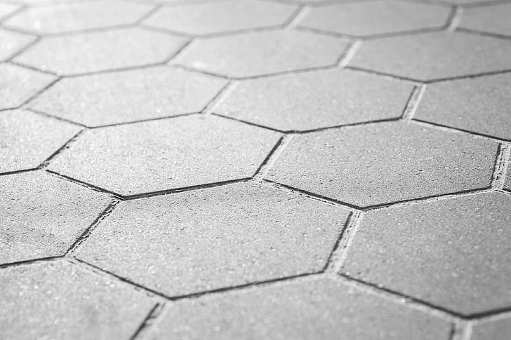 background, concrete, geometric, gray, grey, hexagon, pavement, sidewalk, HD wallpaper