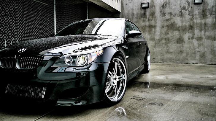 negro BMW E60 sedán, auto, BMW, faro, bmw m5, paredes automáticas, Fondo de pantalla HD