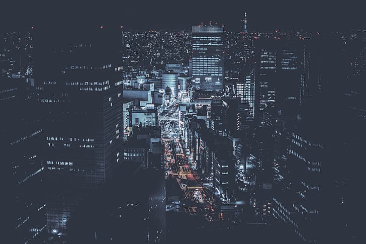 موضوع نورد ، أضواء المدينة ، المبنى ، الليل ، ضوء الشارع، خلفية HD