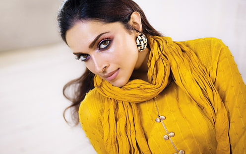 Актриси, Deepika Padukone, актриса, черна коса, Боливуд, кафяви очи, момиче, индийски, шал, HD тапет HD wallpaper