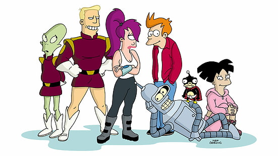 Futurama, Amy Wong, Bender (Futurama), Fry (Futurama), Leela (Futurama), Nibbler (Futurama), Zapp Brannigan, Fond d'écran HD HD wallpaper