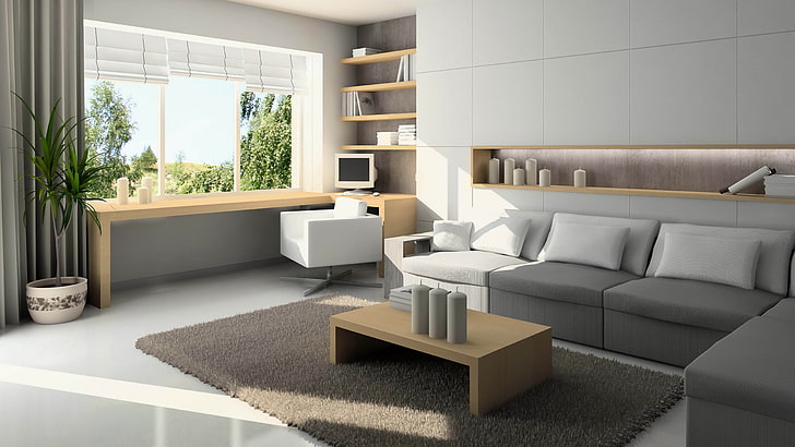 imagem de design de interiores de sala de estar, HD papel de parede