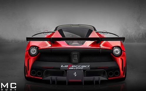 LaFerrari FXXR Heck von DMC, rotes und schwarzes Ferrari-Coupé, HD-Hintergrundbild HD wallpaper