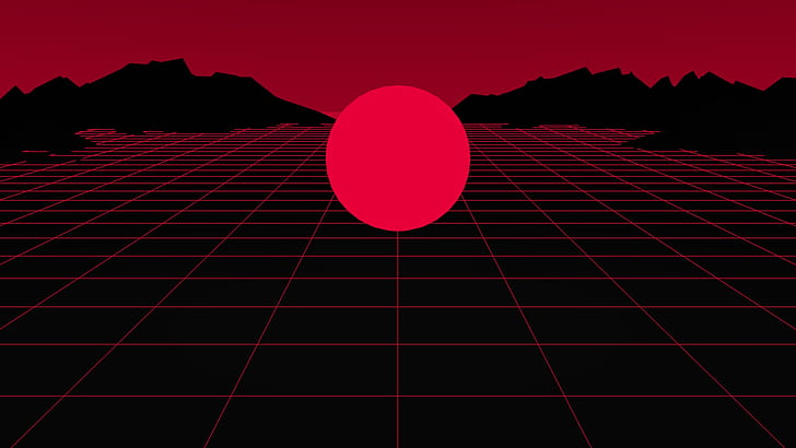 The sun, Red, Music, Neon, Round, Star, Electronic, Synthpop, Darkwave, Synth, Retrowave, Synth-pop, Sinti, Synthwave, Synth pop, Sfondo HD