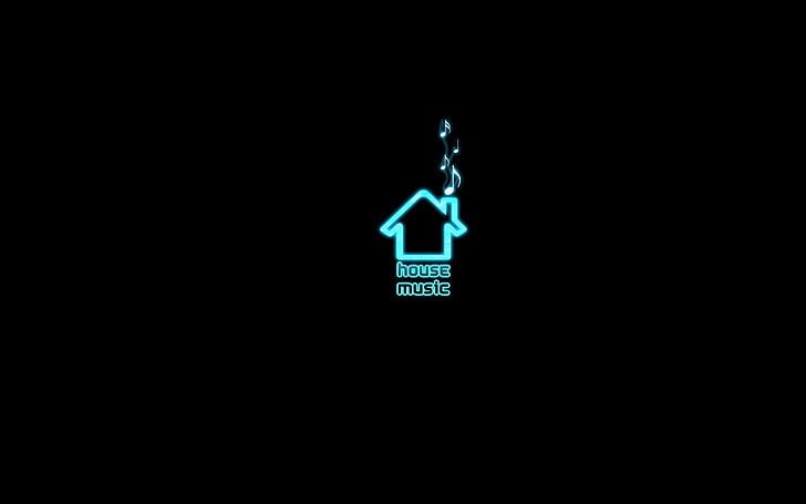 teal house music logo ، خلفية بسيطة ، بساطتها ، موسيقى ، موسيقى منزلية ، أعمال فنية، خلفية HD