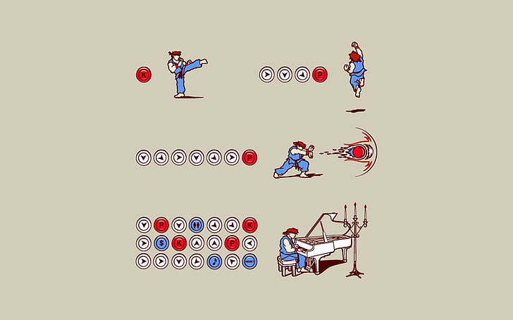 mężczyzna ubrany w niebieski mundur, ilustracja, Street Fighter, muzyka, Hadouken, Tapety HD
