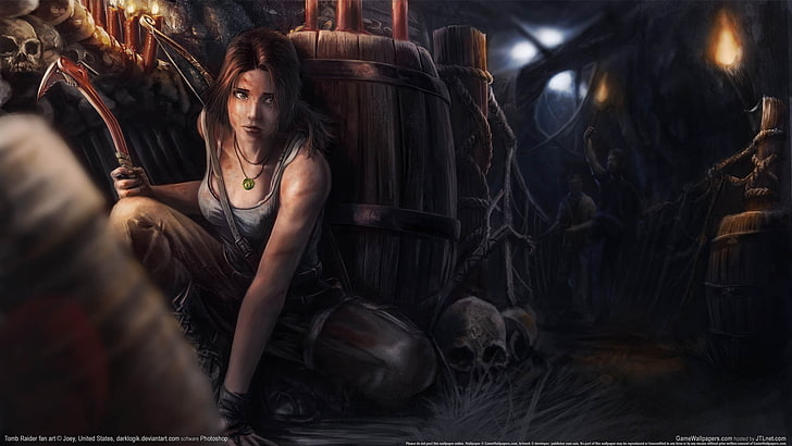 video games, video game characters, video game girls, Tomb Raider, Lara Croft, fan art, artwork, HD wallpaper