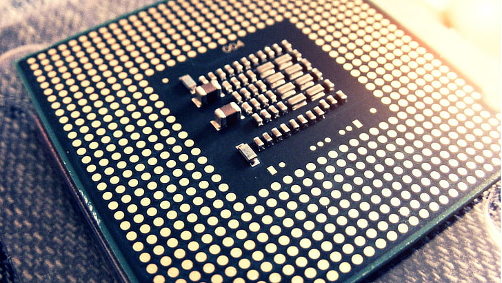 złoty i zielony procesor komputera, procesor, procesor, komputer, technologia, Tapety HD