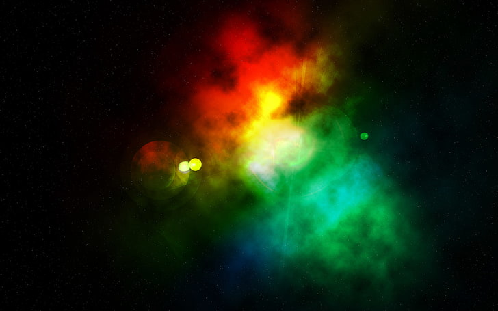 อวกาศ, แดง, เขียว, เหลือง, ศิลปะดิจิตอล, ศิลปะอวกาศ, วอลล์เปเปอร์ HD