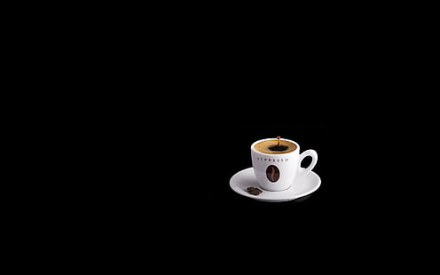 черный фон, минимализм, эспрессо, чашка, кофе, HD обои HD wallpaper