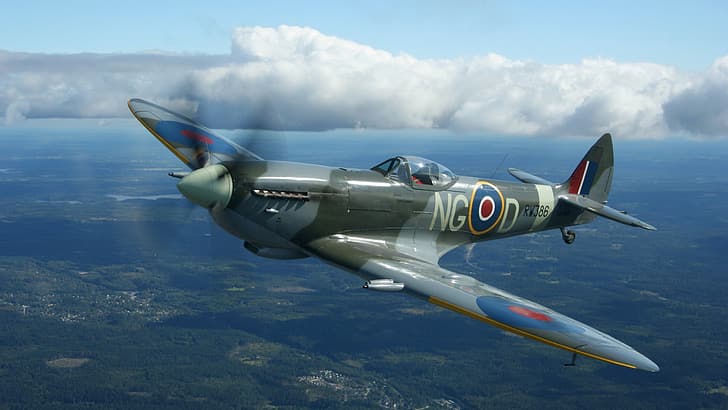 pesawat terbang, spitfire, Perang Dunia II, Royal Airforce, Wallpaper HD