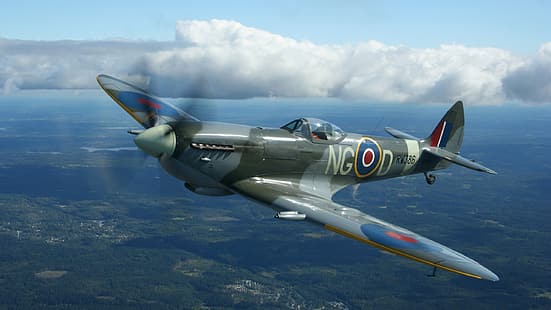самолет, spitfire, Втората световна война, Royal Airforce, HD тапет HD wallpaper