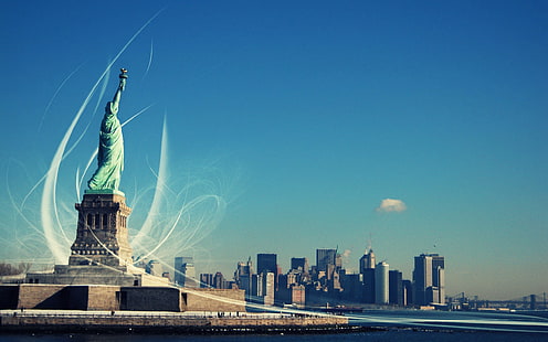 Статуята на свободата в Ню Йорк HD, свят, s, нов, Йорк, пътуване, пътуване и свят, статуя, свобода, 039, HD тапет HD wallpaper