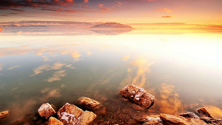 自然、風景、写真、海、夕日、岩、水、反射、 HDデスクトップの壁紙