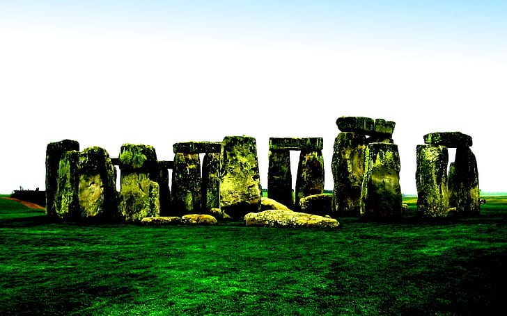 Green Stones, stonehenge in england, rocks, nature, background, landscape, HD wallpaper