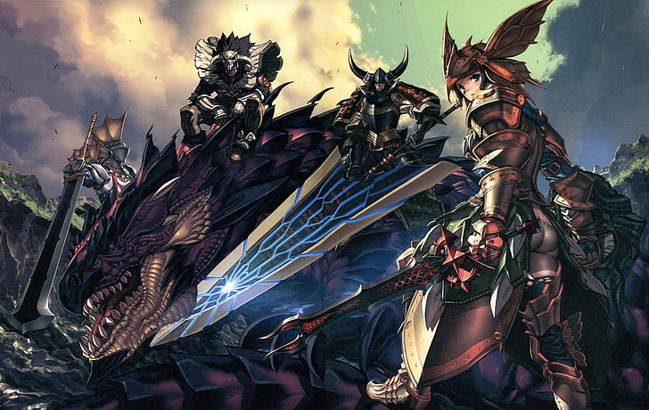 Ilustración de anime, Monster Hunter, Rathalos, Fondo de pantalla HD